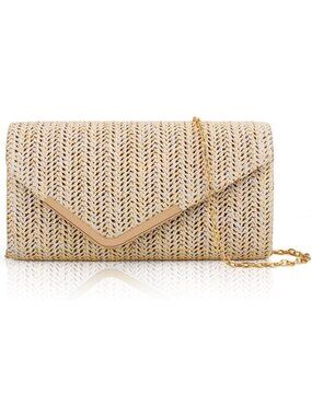 🆕Women Beige Trendy Clutch Purses Evening Fashion Envelope Cross-Body Handbags